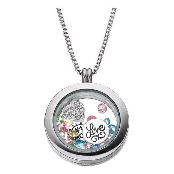 Floating Locket Silver Round Pendant With 18" Chain - Picture 4 of 7